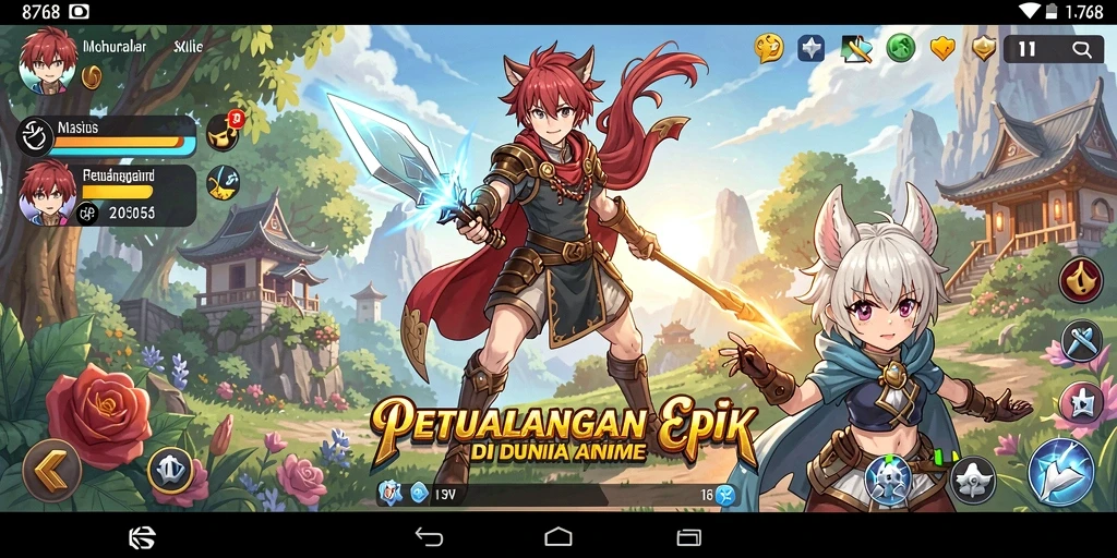 Tampilan gameplay <strong>8768</strong> yang menakjubkan dengan animasi karakter yang indah.