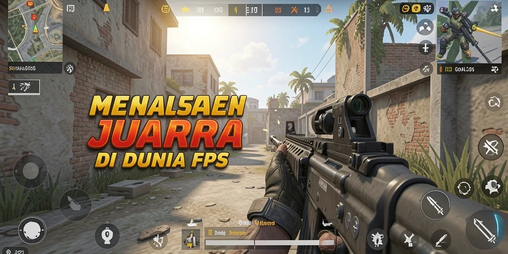 Tangkapan layar utama GOAL55 menampilkan aksi pertempuran seru di gameplay FPS.