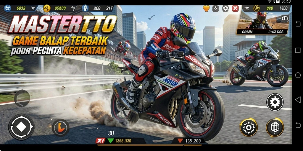 Gameplay seru MASTERTOTO dengan balapan motor yang mendebarkan.