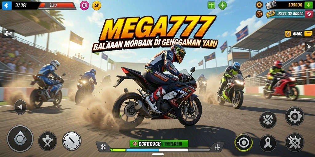 Tampilan gameplay menarik balapan motor di MEGA777.