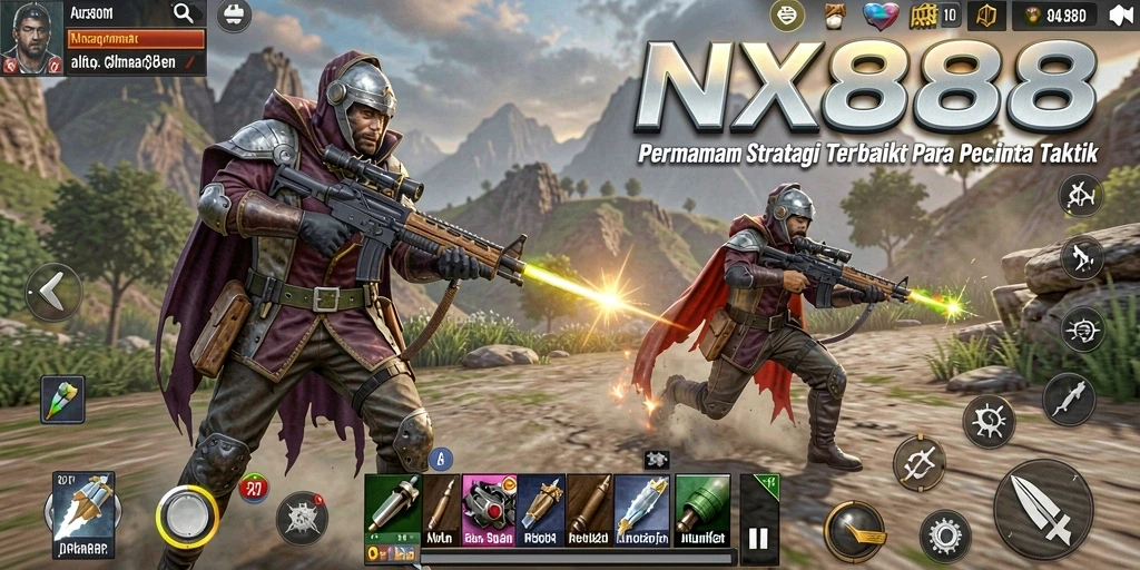 Gameplay NX888 menampilkan pertempuran strategi yang intens dan menarik.