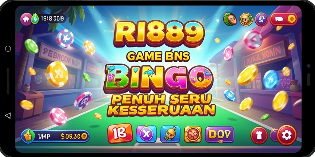 Tampilan gameplay seru di RI889 dengan kartu Bingo penuh warna.