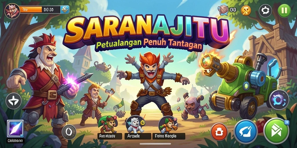 Screenshot gameplay SARANAJITU menampilkan aksi seru dalam game Arcade.