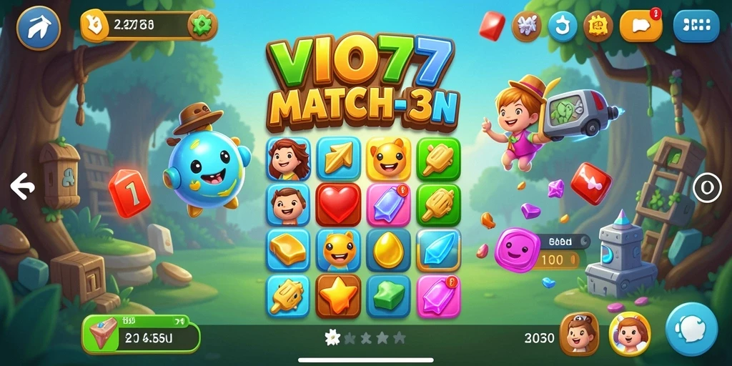Tampilan gameplay seru dari VIO77 dalam sesi Match-3.