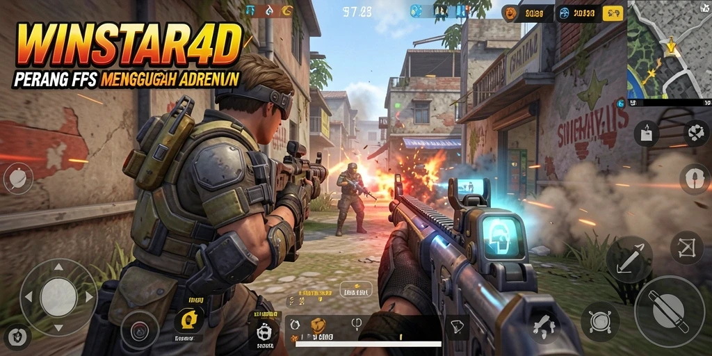 Screenshot gameplay WINSTAR4D yang menampilkan pertempuran FPS yang intens.